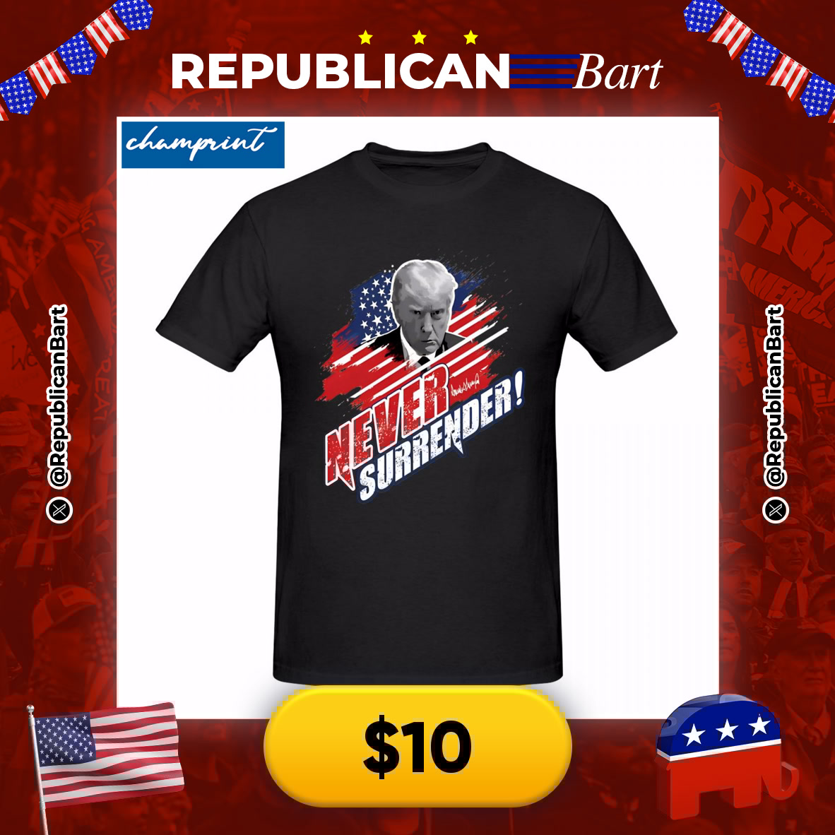 RepublicanBart's tweet image. STAND TALL! 🇺🇸🔥

🇺🇸 Never Surrender Trump Mugshot Pixel Tee
💰 $10

🔗 s.click.aliexpress.com/e/_ooO8fZZ

#TrumpMerch #PixelArt #PoliticalStyle
