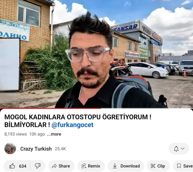 Энэ Турк аялагчын Youtube сувгийг нь дагадаг юм. Сүүлийн 10 жил 50, 60 аад орноор аялжээ.  Тэрээр Монголын талаар ийнхүү ярилаа, орчуулга нь:  -Энэ улсад хүндрэлтэй зүйл нэлээн байхын хажуугаар Хүн ам алга, Ажиллах хүчин алга. Нийт хүн ам нь ердөө 3,5 хан сая хүн амтай. Ийм хэцүү