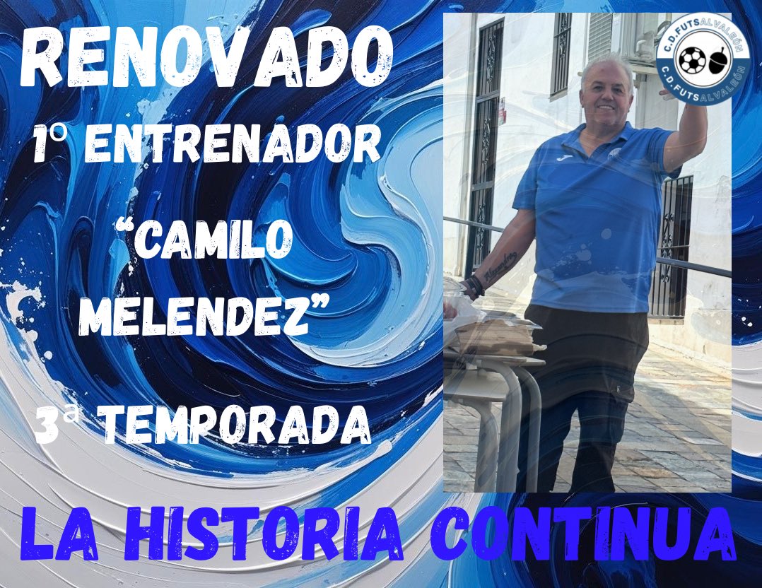 Os damos la noticia que Camilo aceptado la renovación.
Merecida renovación tras lograr hacernos campeones de liga la temporada pasada y meternos en unos históricos play off.
Enhorabuena Camilo, a por un año lleno de éxitos.
Con esta es la 3ª temporada.

LA HISTORIA CONTINÚA💙🤍