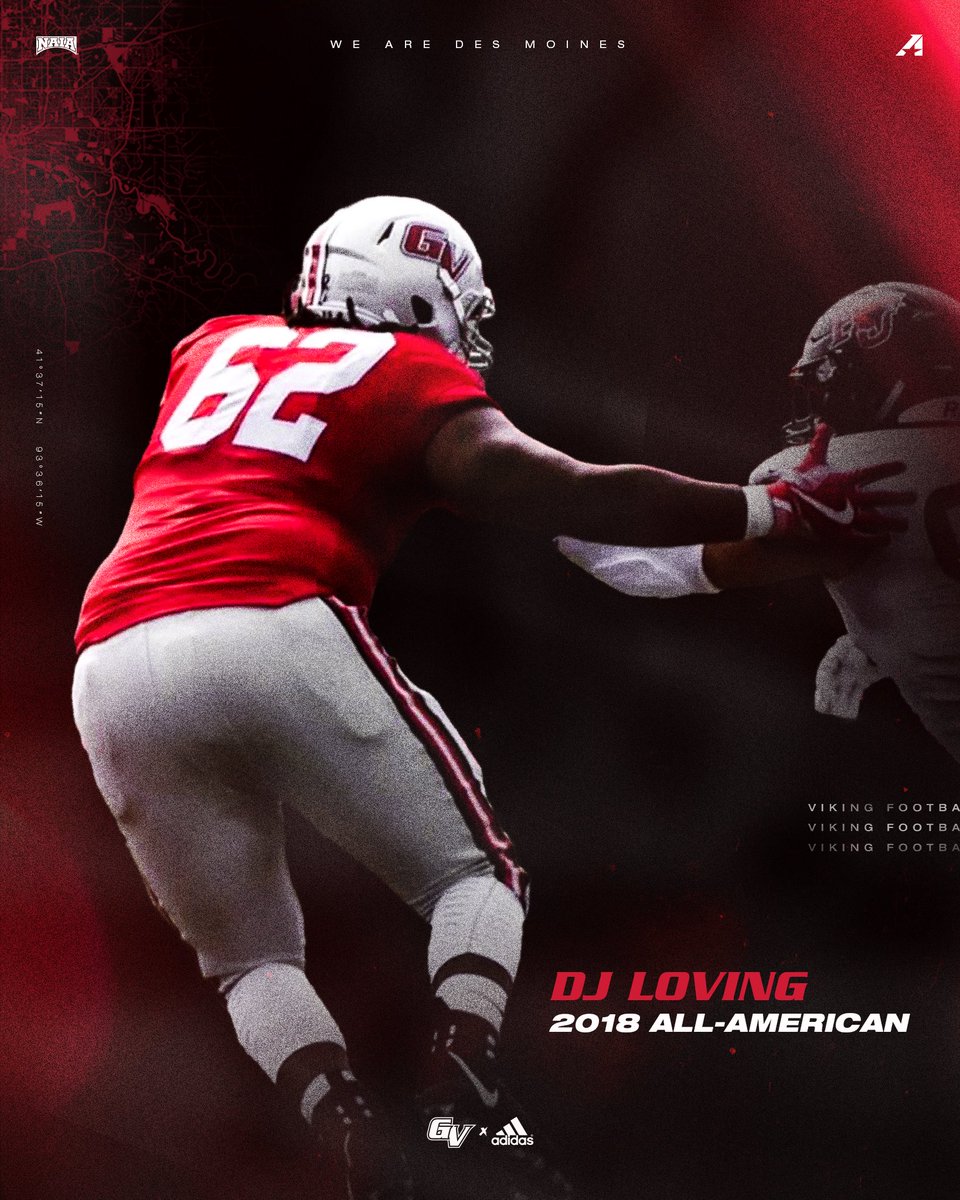 We are 62 days away from kicking off the 18th Season of Grand View Football. 

Today we recognize a Viking legend who wore #62! DJ Loving from East St. Louis, Illinois played Offensive Line for the Vikings from 2017 through 2018. He earned All-American honors during the 2018