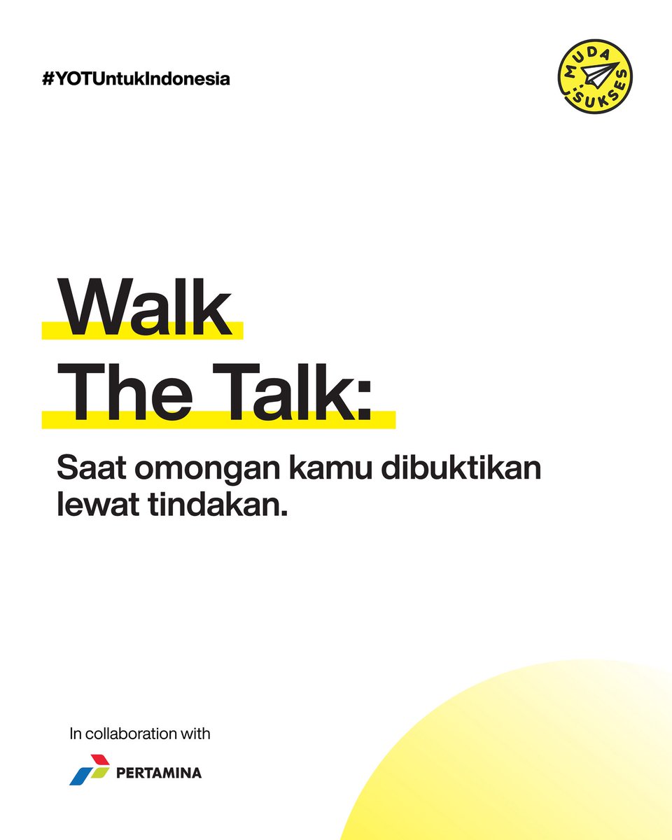 Semua orang bisa bilang “aku akan berubah”,
tapi gak semua orang beneran jalanin.
⁣
Kalau mau dipercaya, perbanyak tindakan bukan omong doang.

#MudaSukses #YOTUntukIndonesia #YOTxPertamina
