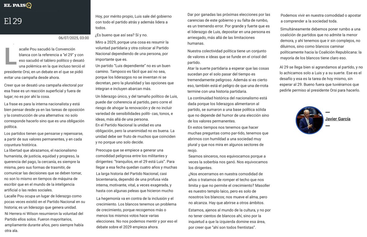 Comparto nuestra columna de opinión en <a href="/elpaisuy/">EL PAÍS</a>
El 29  
elpais.com.uy/autor/javier-g…