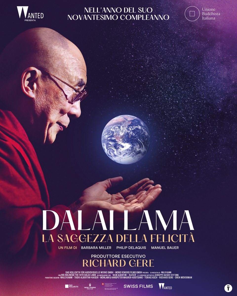 Oggi, domenica 6 luglio 2025, si celebra il 90° compleanno di Tenzin Ghiatso,  il quattordicesimo #DalaiLama del Tibet.

“Dalai Lama – La saggezza della felicità”, il film prodotto da #richardgere, è stato realizzato per celebrare questo giorno.

Sarà al #cinema da ottobre
