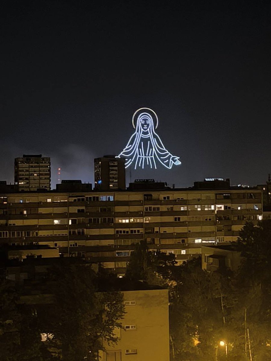 There is a giant drone show of the Virgin Mary above Zagreb. The simulation is breaking down y'all I'm telling ya...