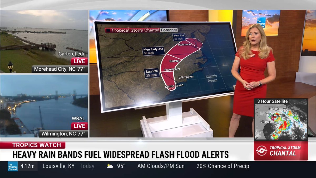 Our coverage of the deadly Texas flooding continues on <a href="/weatherchannel/">The Weather Channel</a> with <a href="/ReynoldsWolf/">ReynoldsWolf</a> and <a href="/JMichaelsNews/">Justin Michaels</a>. Plus, <a href="/TWCChrisBruin/">Chris Bruin</a> is tracking tropical storm Chantal in North Carolina.