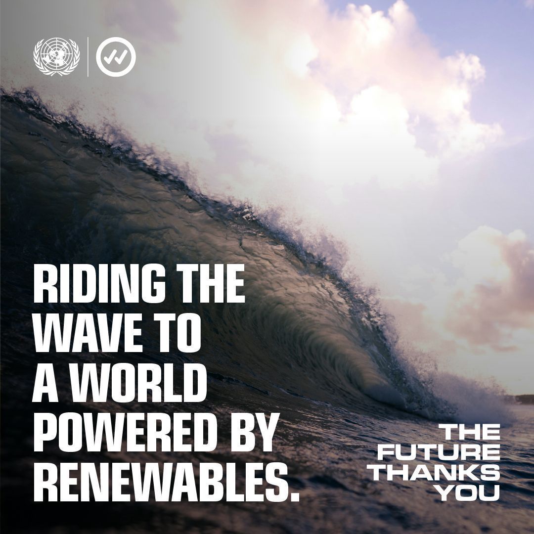 The ocean is the largest untapped source of renewable energy. 

It's time for a just transition to renewable energy to strengthen #OurCommonFuture.

Learn more about the potential of the ocean: buff.ly/tBYvpmA 
#ClimateAction