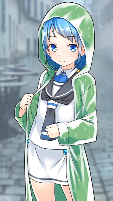 #五月雨進水日 #艦これ 五月雨進水日なのでレインコートな五月雨ちゃん再掲でお祝い(◜ᴗ◝ )