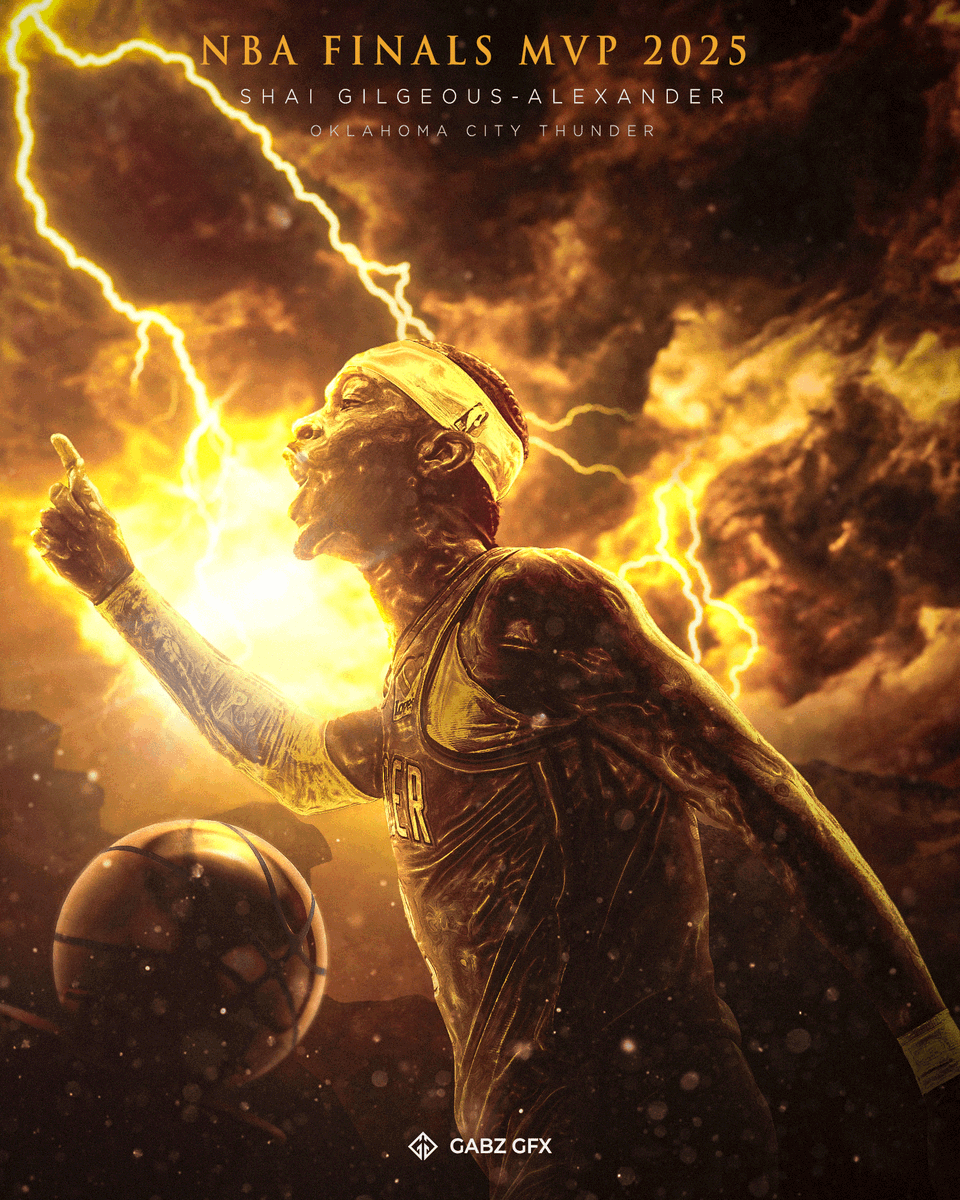 g4bzygraphics's tweet photo. SGA is HIM ⚡ 2025 NBA Finals MVP
Legendary storm rising for OKC.
🖌️ Created by Gabz GFX
🔗 https://t.co/QkxvMmhbha
#ThunderUp #SGA #NBAFinals #GabzGFX #SportsArt #MVP2025 https://t.co/VAxmFwSPha