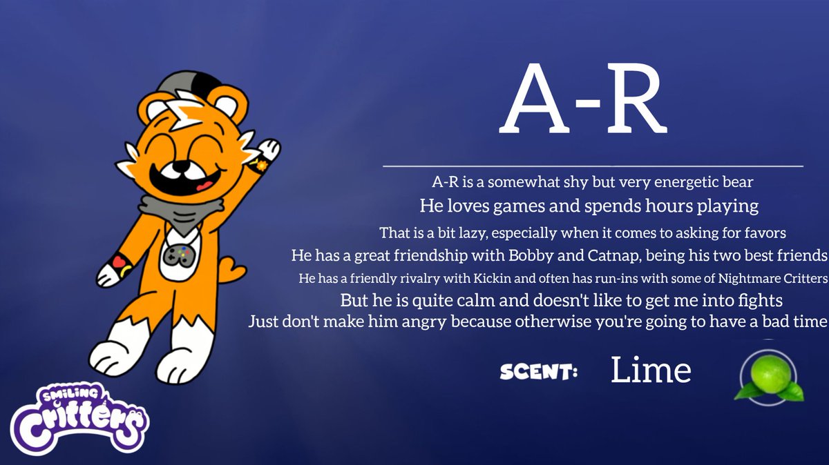 🐻🎮A-R🟧⬜ [Redrawing and info card updated]

(My Crittersona "SC OC" and Main OC)

Redesigned version of my SC OC presentation (Both design and info card)

#SmilingCritters #SmilingCrittersOC #PoppyPlaytime #PoppyPlaytimeOC #OCs #OriginalCharacterArt #SmilingCrittersAU