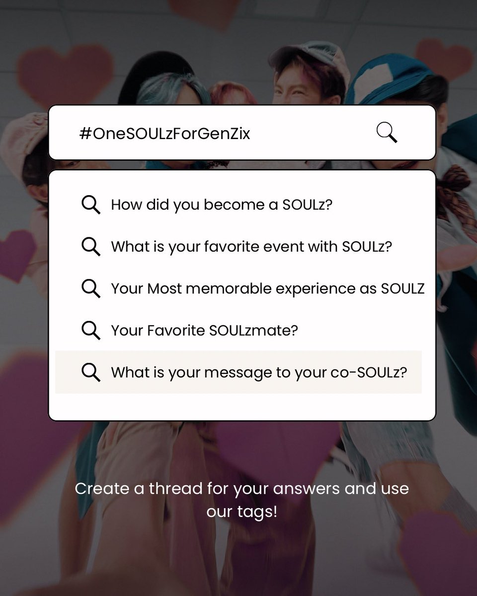 SOULz Official (@soulzofficial__) on Twitter photo As we celebrate our 1st anniversary as SOULz, let’s take a little trip down memory lane! 💜🫣
Answer with us and don’t forget to use our tags:
SOULz 1ST ANNIVERSARY
#OneSOULzForGenZix
#GenZix <a href="/GenZixOfficial/">GenZix Official</a> As we celebrate our 1st anniversary as SOULz, let’s take a little trip down memory lane! 💜🫣
Answer with us and don’t forget to use our tags:
SOULz 1ST ANNIVERSARY
#OneSOULzForGenZix
#GenZix <a href="/GenZixOfficial/">GenZix Official</a>