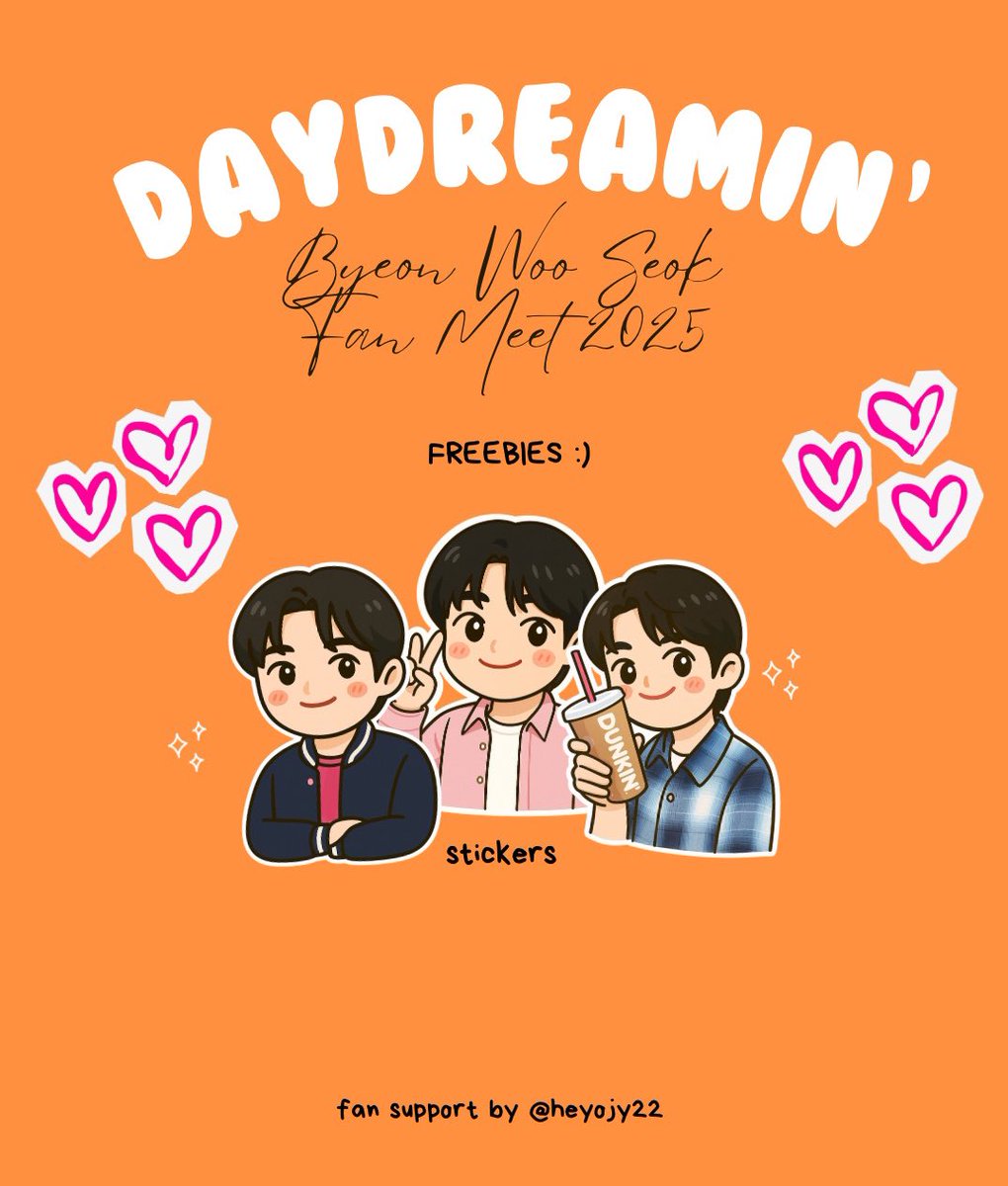 DAYDREAMIN’ BYEON WOO SEOK FANMEET IN MANILA FREEBIES

fan support by <a href="/heyojy22/">𝒜𝓃𝑔𝑒𝓁</a>

💟 BWS chibi glittery stickers 💟

★ follow, like &amp; rt
★ 1:1 , limited qty
★ 📍Araneta Coliseum/Gateway
★ time: TBA
★ JUNE 19, 2025

#𝐃unkinPH_𝐃aydreamin
#ByeonWooseok_DunkinPH
#ByeonWooseok