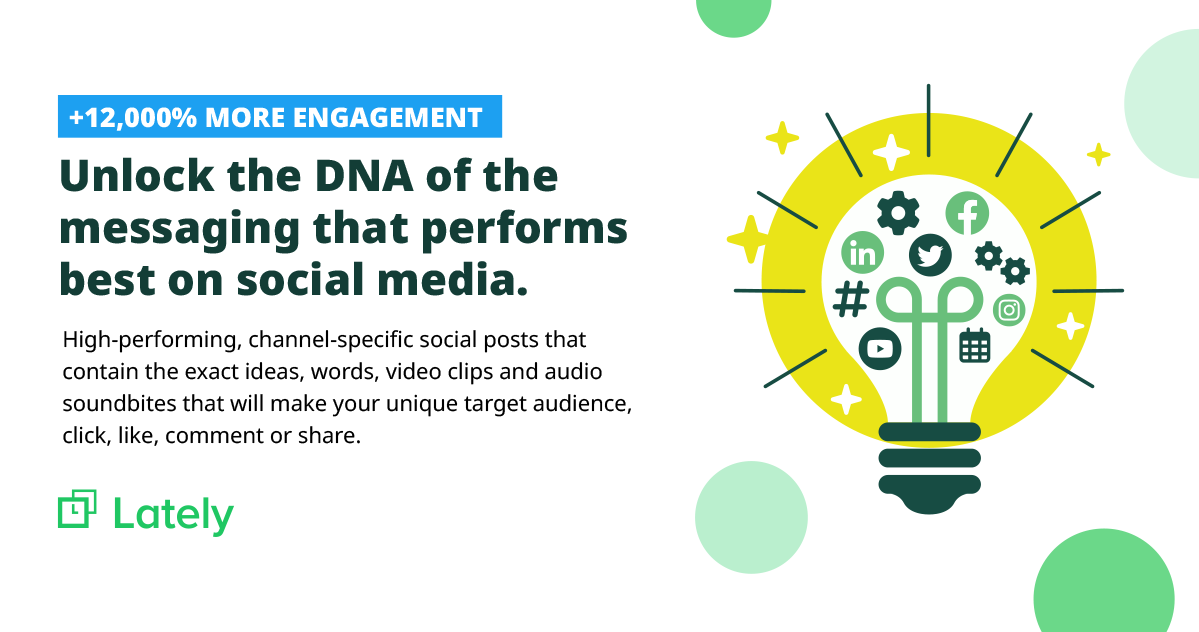 STOP spending hours pouring over your #analytics trying to piece together what works - or worse, just posting willy nilly and seeing what sticks. START using Lately to create #content with the EXACT words and phrases that work for your audience here bit.ly/3vfasJL  #AI