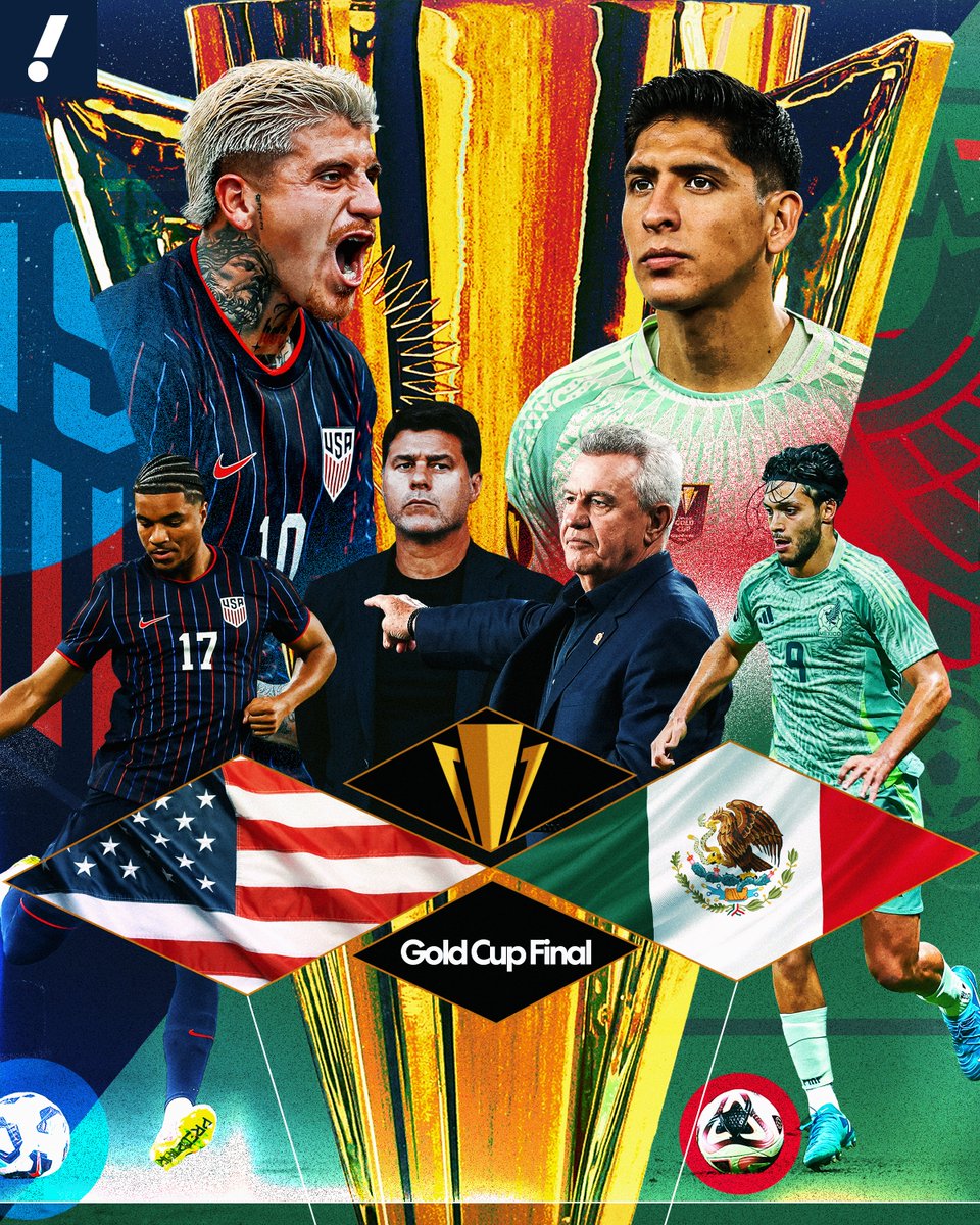 YahooSports's tweet photo. USA vs. Mexico in the Concacaf Gold Cup Final 🏆

Who do you have winning it all? ⬇️ https://t.co/AylMoFQ0Bb