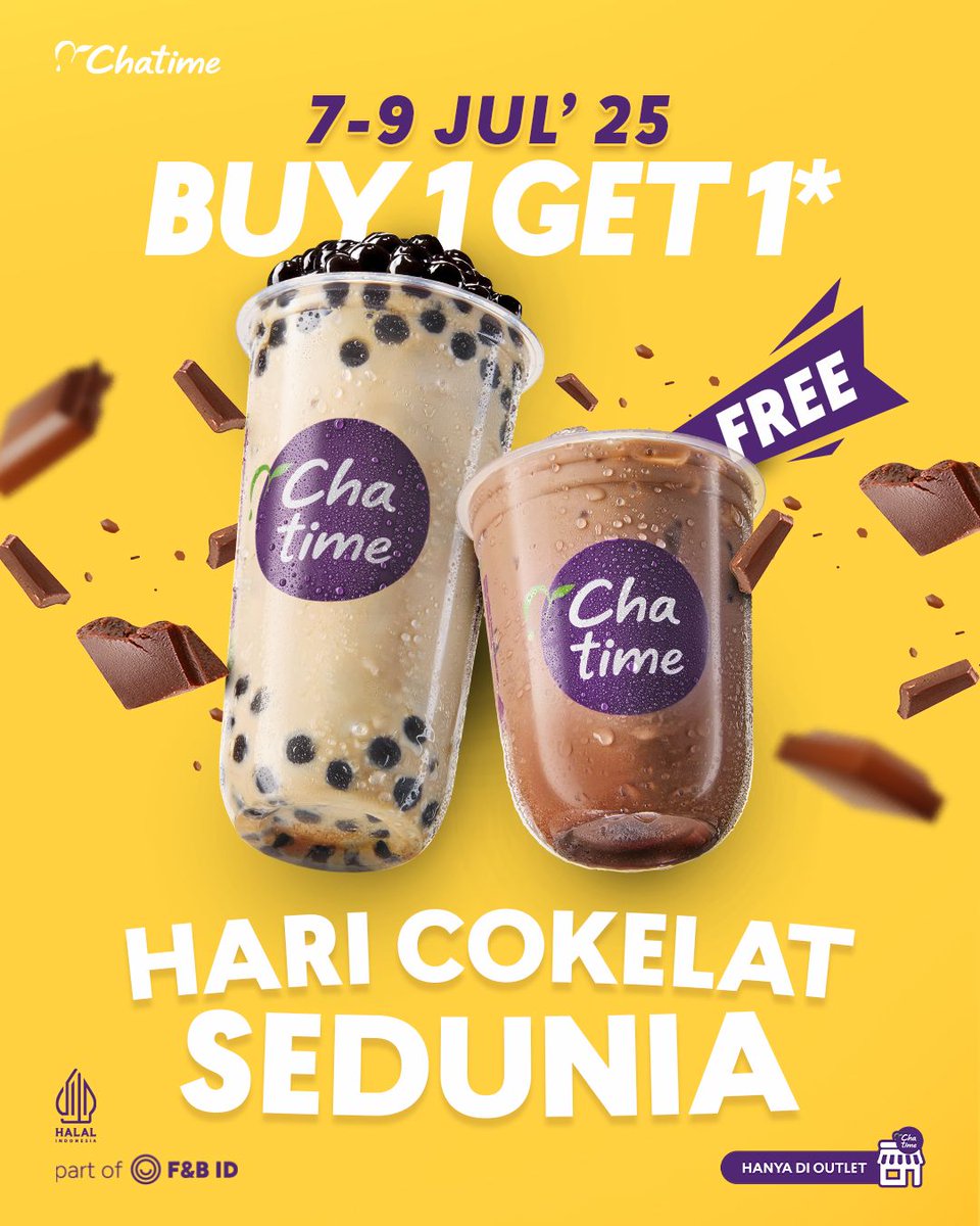 katalogpromosi's tweet image. BESOK HARI COKLAT SEDUNIA, Chatime kasih promo gokil! 🍫✨
Beli 1 Large + topping, dapet GRATIS Hazelnut Chocolate Milk Tea/Pure Cocoa ukuran Reguler 

Cek detailnya 👉 katalogpromosi.com/promo-chatime-…
#Chatime #WorldChocolateDay #CupsOfJoy