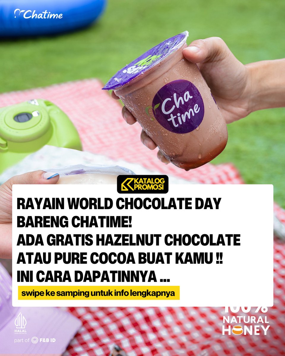 katalogpromosi's tweet image. BESOK HARI COKLAT SEDUNIA, Chatime kasih promo gokil! 🍫✨
Beli 1 Large + topping, dapet GRATIS Hazelnut Chocolate Milk Tea/Pure Cocoa ukuran Reguler 

Cek detailnya 👉 katalogpromosi.com/promo-chatime-…
#Chatime #WorldChocolateDay #CupsOfJoy
