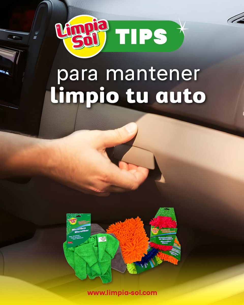 LimpiaSol's tweet photo. ¿Cómo mantener tu auto libre de polvo? ¡Muy fácil!
Guarda en tu guantera alguna de nuestras microfibras, ya sea multiuso o el guante, con ellas podrás limpiar y sacudir el polvo, sin rayar superficies, y sin dejar pelusas.
¿Las has utilizado? ¡Son perfectas aliadas! https://t.co/gwZTx8TZV3