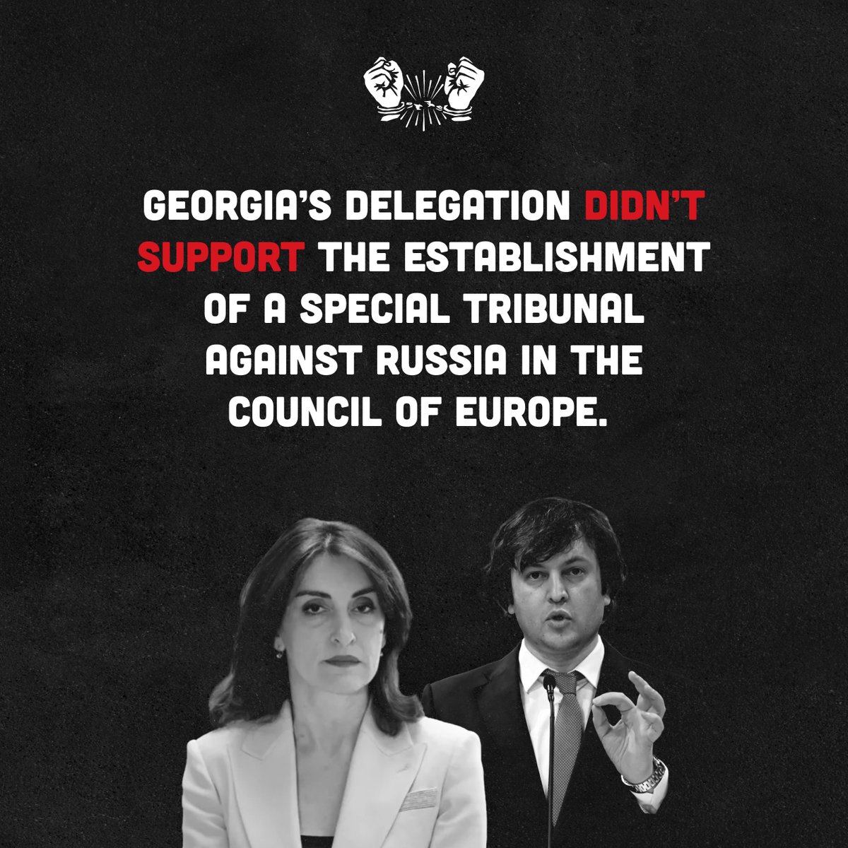 Daasrule's tweet image. Russia has its puppet government in Tbilisi.

We will fight to the end until we dismantle this Russian regime in Georgia!

#Georgia #Russia #PACE