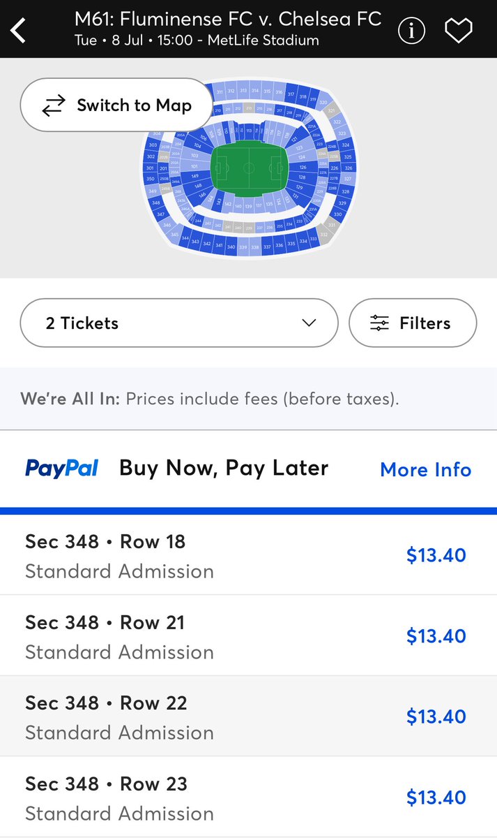 Aviso a la comunidad tuitera futbolera que se encuentra en NY/NJ o cercanías, bajaron los precios para la semifinal del martes, desde $13.40 sin taxes.
