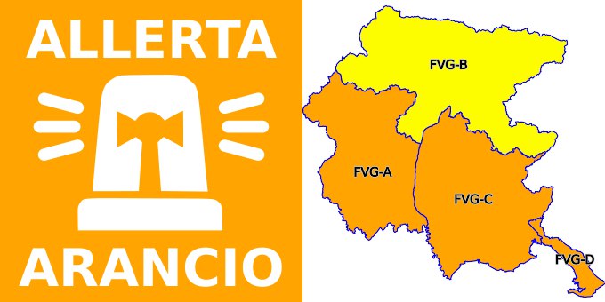 #AllertameteoFVG - ALLERTA REGIONALE 10 DEL 2025
Aggiornamento ALLERTA: DAL 16 DEL 06/07 A 08 DEL 07/07 ALLERTA ARANCIONE PER TEMPORALI FORTI SU ZONE FVG-A, FVG-C e FVG-D, SPECIE SU PIANURA E COSTA, ALLERTA GIALLA PER TEMPORALI FORTI SU ZONA FVG-B.
Info: bit.ly/3lcJsoh