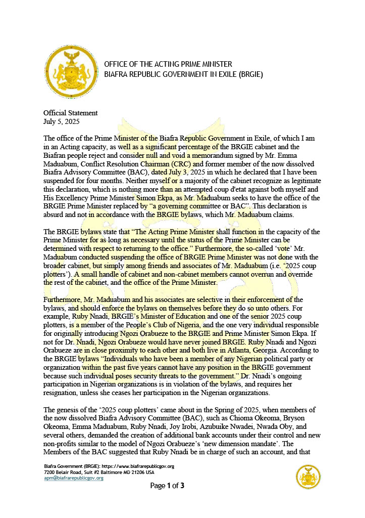 BRGIE Prime Minister Ogechukwu Nkere tweet media