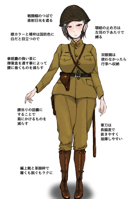 解説
・規定はあるけど各々で工夫して合理的にやるのはいつの時代も変わりませんね
・拳銃嚢の通しに胴締を通すのか上から負い革を押さえるのかはいまいちわからぬ…(僕的には通さないほうが外しやすいかなと) 