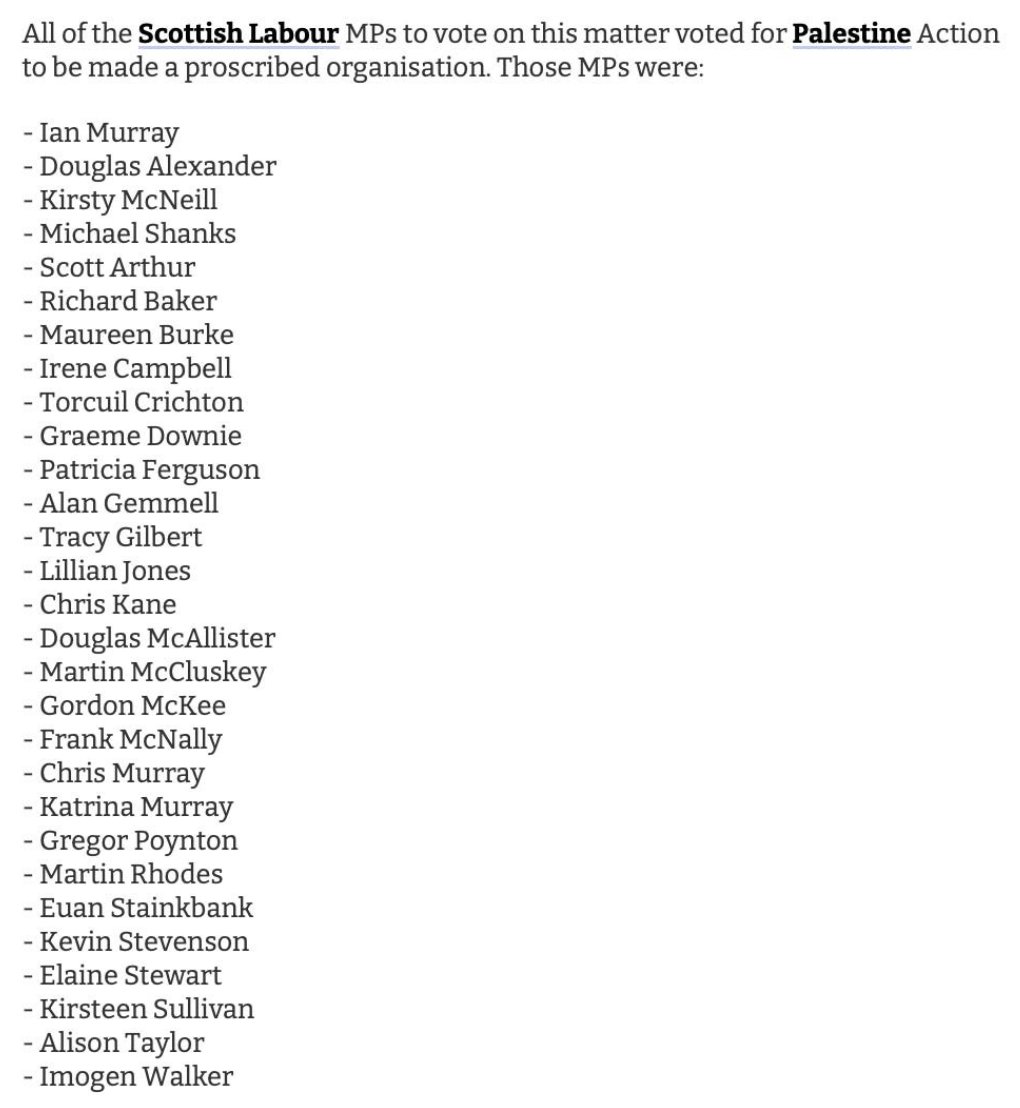 ron_dickinson's tweet photo. Scottish #Liebour MP's who voted to make Palestine Action a proscribed organsisation

Shame on them all

This is what happens when Scotland votes for English party MPs - they are told what to do by London https://t.co/2vhSWhSo7D