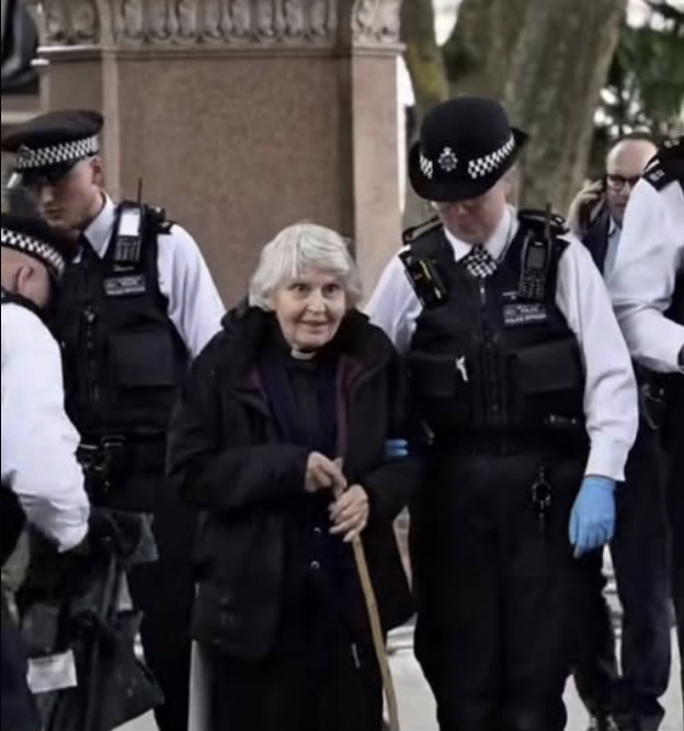 Photo of the year: British police arrest an 83-year-old priest for holding up a sign that says, “I oppose genocide. I support Palestine Action,” under the statue of Gandhi.

A year in, this is the “change” we got from Labour.
bellacaledonia.org.uk/2025/07/06/und…