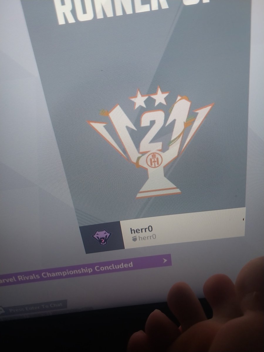 TOP 2 MRC
S0 MRC I came 4th with Mud Dog but as a sub, I didn’t count it. 
Then came loss after loss.
Top 128 w/ Dire Wolves.
Failed OCE Ignite quals.
Lost team trials.
I kept failing, feeling the same sad defeat, But I never gave up. 
This is my first real win. 
#MarvelRivals