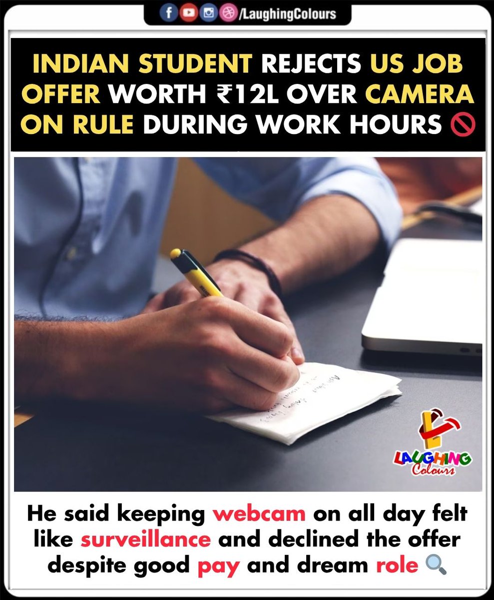 LaughingColours's tweet image. Privacy Over Paycheck 🚫

#WorkCulture #RemoteWorkLife #PrivacyMatters #JobOfferDeclined #SurveillanceConcerns #ModernWorkplace