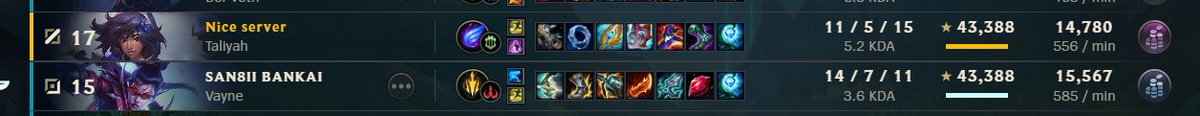 1st time in league same damage ? XD
