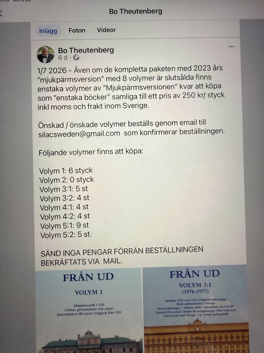 theutenberg's tweet image. Även om de kompletta paketen av mjukpärmsserien Dagbok från UD (8 volymer) är slut finns enstaka exemplar kvar att köpa enligt bilagda bild för 250 kr/ st. Intresseanmälan till silacsweden@gmail.com