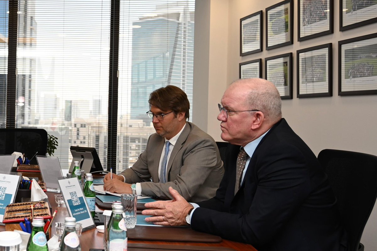 Gulf_Research's tweet image. Dr. Abdulaziz Sager, Chairman of the Gulf Research Center (GRC), met with HE Mr. Hans Peter van der Woude, Ambassador of the Kingdom of the Netherlands to the Kingdom of Saudi Arabia @NLinKSA on July 6, 2025, at the GRC’s office in Riyadh. During the meeting, they discussed…