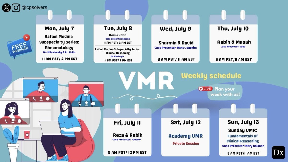 CPSolvers's tweet image. #MedTwitter - Grab your morning coffee and plan your week with us!☕️
We can't wait to see you at this week's sessions!😀
bit.ly/31LWIKg