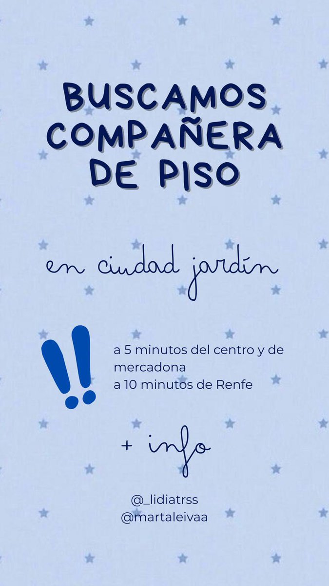 Hola! Buscamos una tercera compañera de piso para el curso 25/26. Para más info, os dejamos nuestro insta. 
#pisoscordoba #uco #pisosuco #cordobapisos #pisos
Se agradece máxima difusión! 🫶🏽