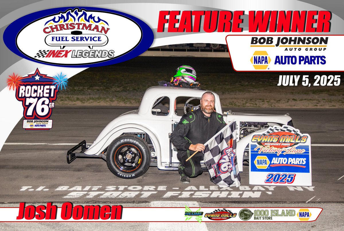 Feature results for the Christman Fuel Service Inc. INEX Legends on 7/5/2025 Presented by Bob Johnson Chrysler Dodge Jeep Ram and The NAPA Network

1.  Oomen, Jo. Hall, Malbeuf, Thornton, Herring, Christman, Wilmot, Siebert, Carr, Berry, Davis, Bush, Fiorini, Goodnough, Ja. Hall