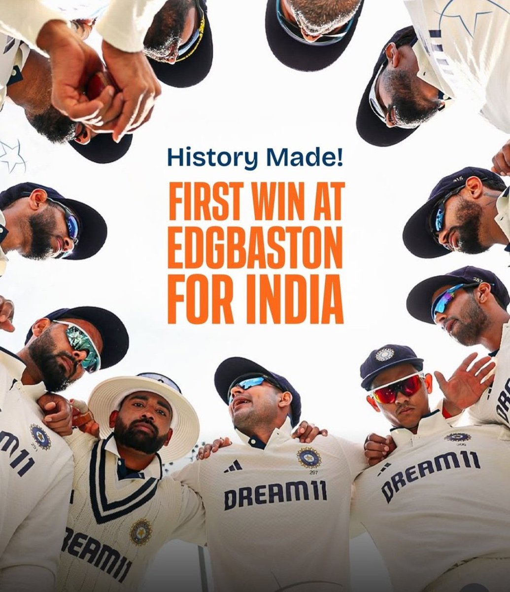Rajkumarmeenaaa's tweet photo. First Asian Team to win the Test at Edgbaston!
Congratulations team India 

- Team India 🇮🇳❤️ #INDvsENG2025
#Jiodown https://t.co/7YRR2mzFZC