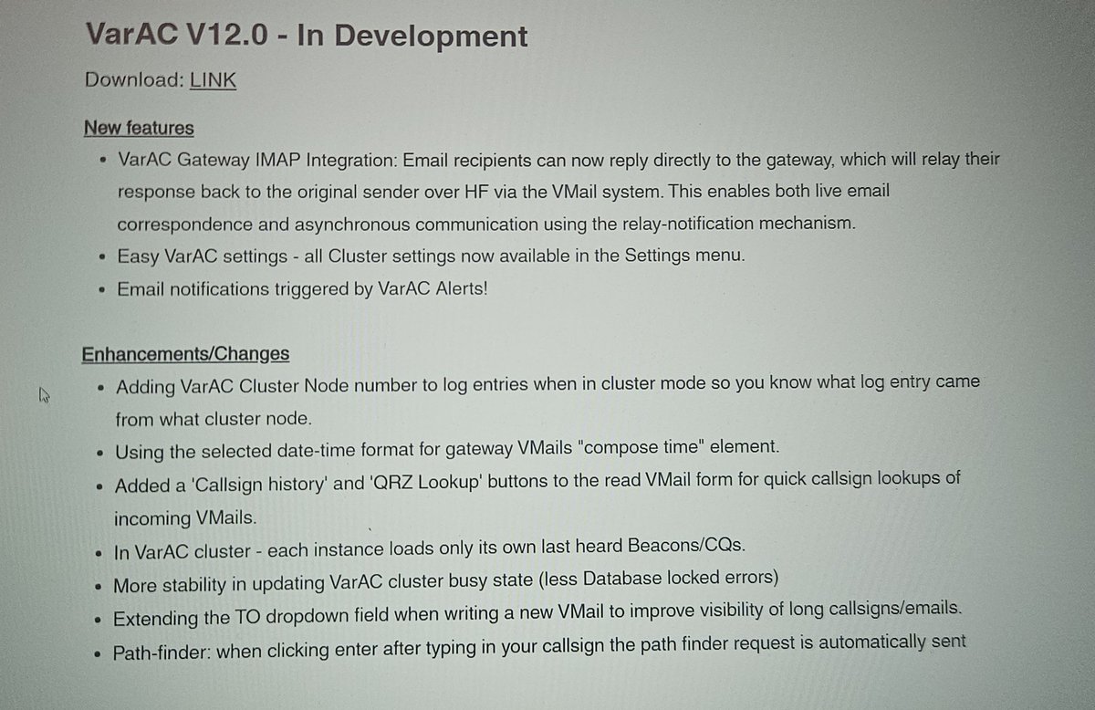 The newest version of VarAC is out. V12.0.0