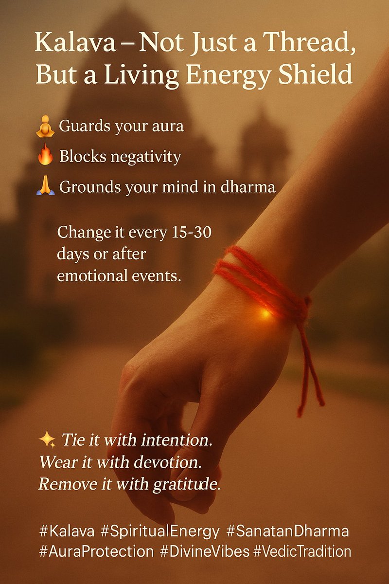 🔴 Kalava – Not Just a Thread, But a Living Energy Shield 🔱 Worn on the wrist… but connected to the soul. #Kalava #SpiritualEnergy #SanatanDharma #SacredThread #VedicTradition #AuraProtection #msvedicspirituality #mastnathjogi #AcharyaMayur         instagram.com/p/DLxKr1HyP6Y/…