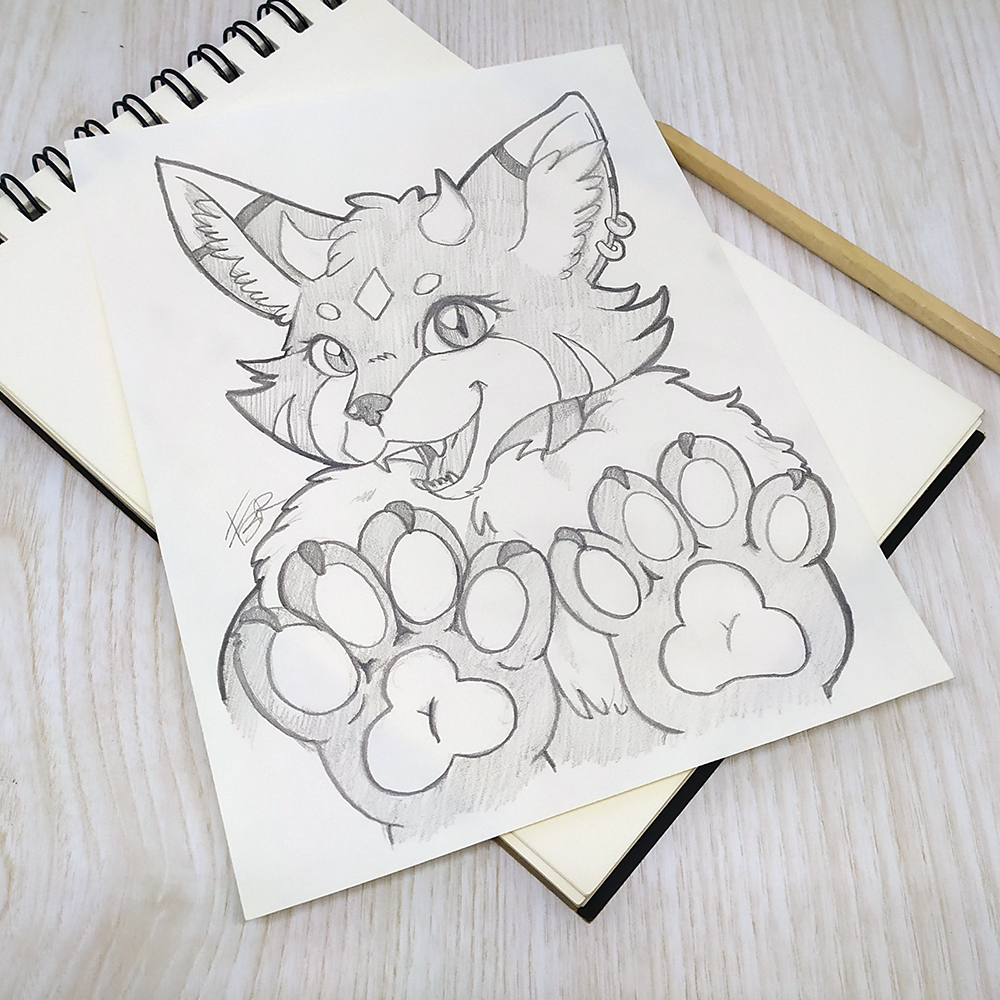 Commissioned big pawed sketch made at the last convention!