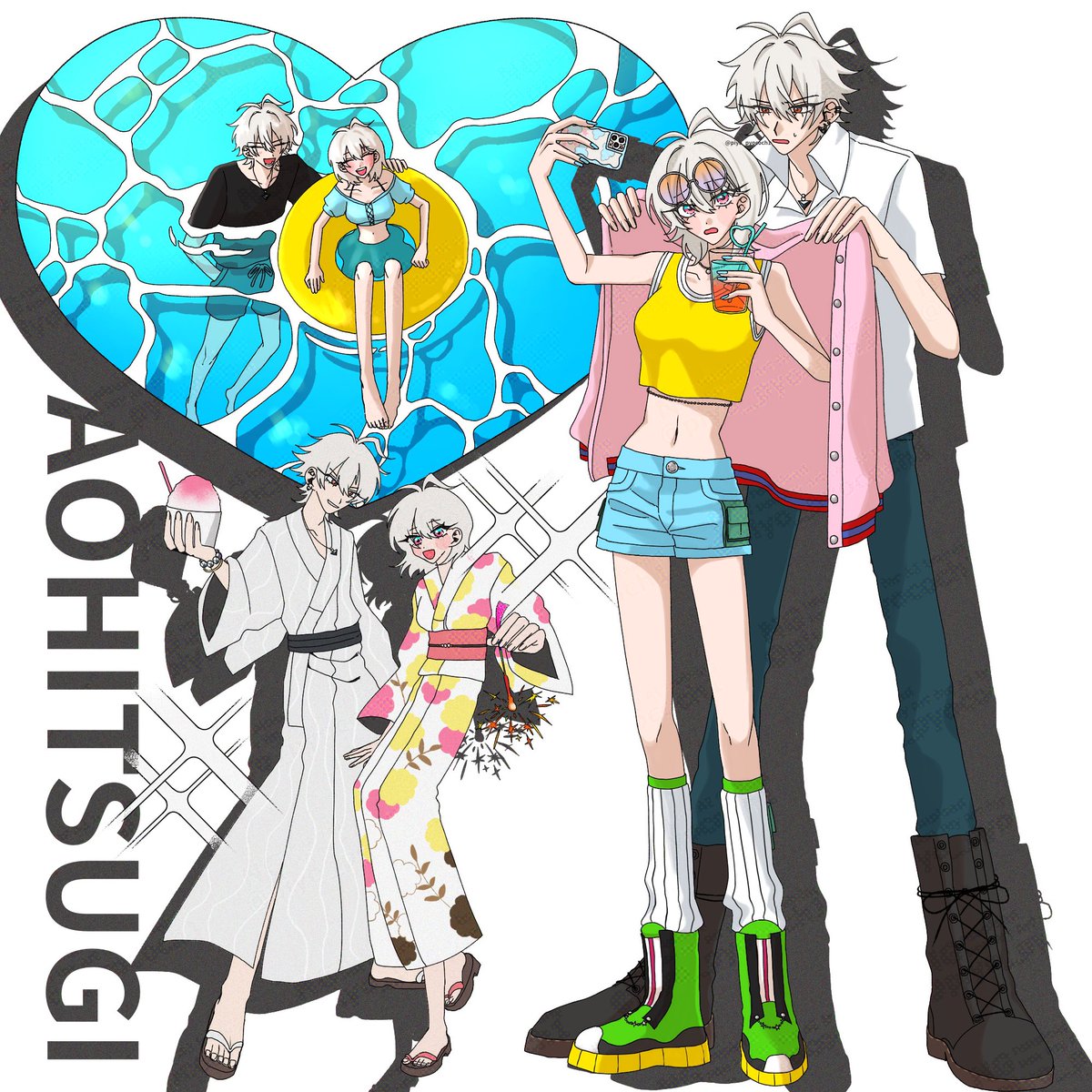 piyo_pyococh1's tweet image. 夏の兄妹☀️