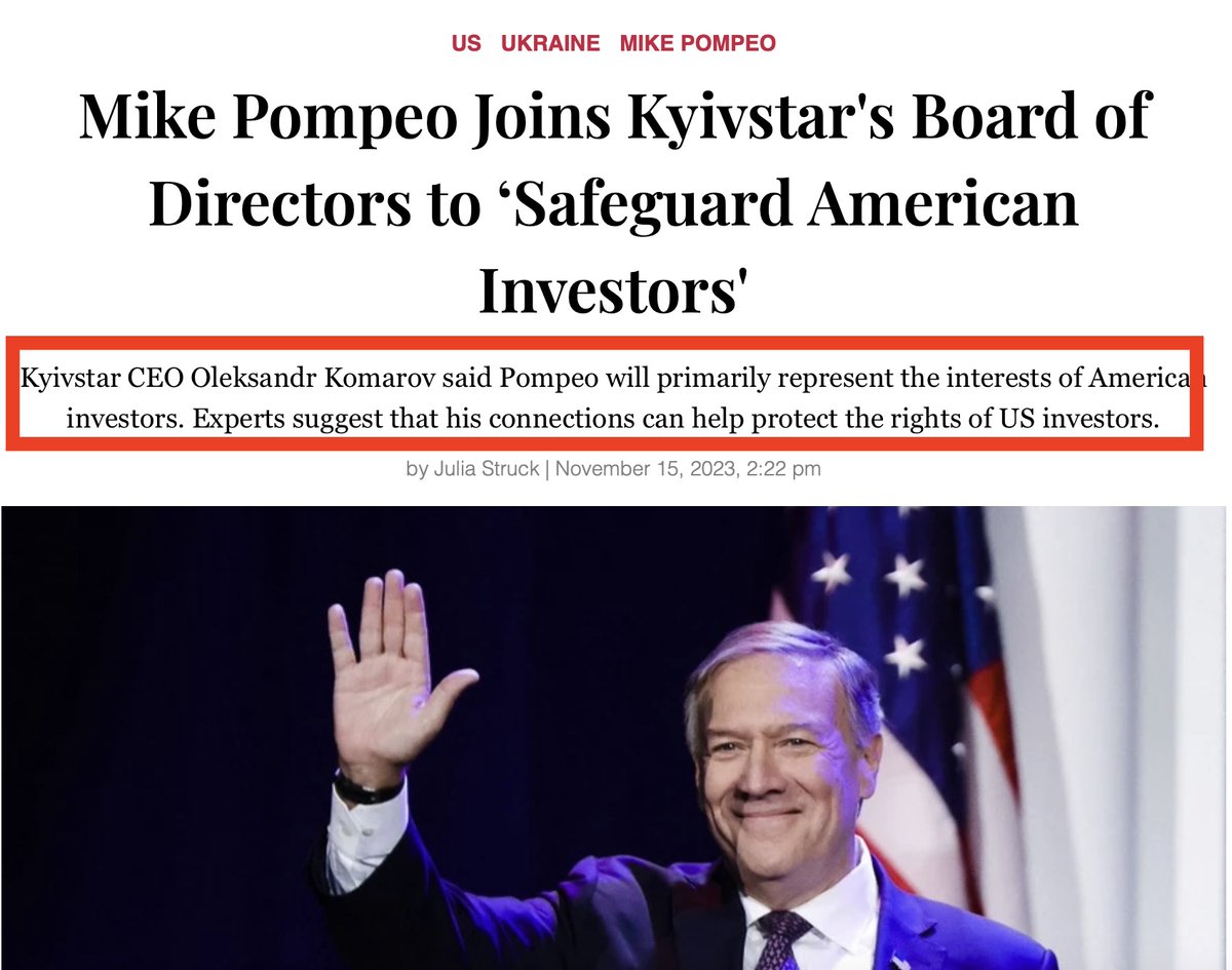 JackMaxey1's tweet image. When Ukraine collapses, what happens to things like @mikepompeo 's investments and those of all the other "american investors"?
CIA is a cancer on the constitution and the Republic. FACT.
American taxpayers likely pay for all those cell contracts too.