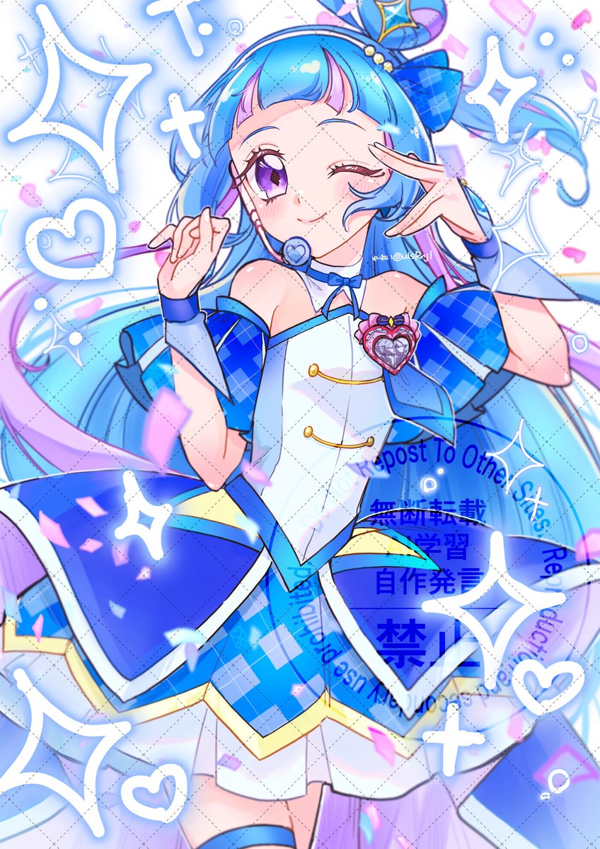 なんとなくアイドルの構図に寄せました〜╰(*´︶`*)╯🩷💙
キュンキュンもいつかこの構図で描きたい！！