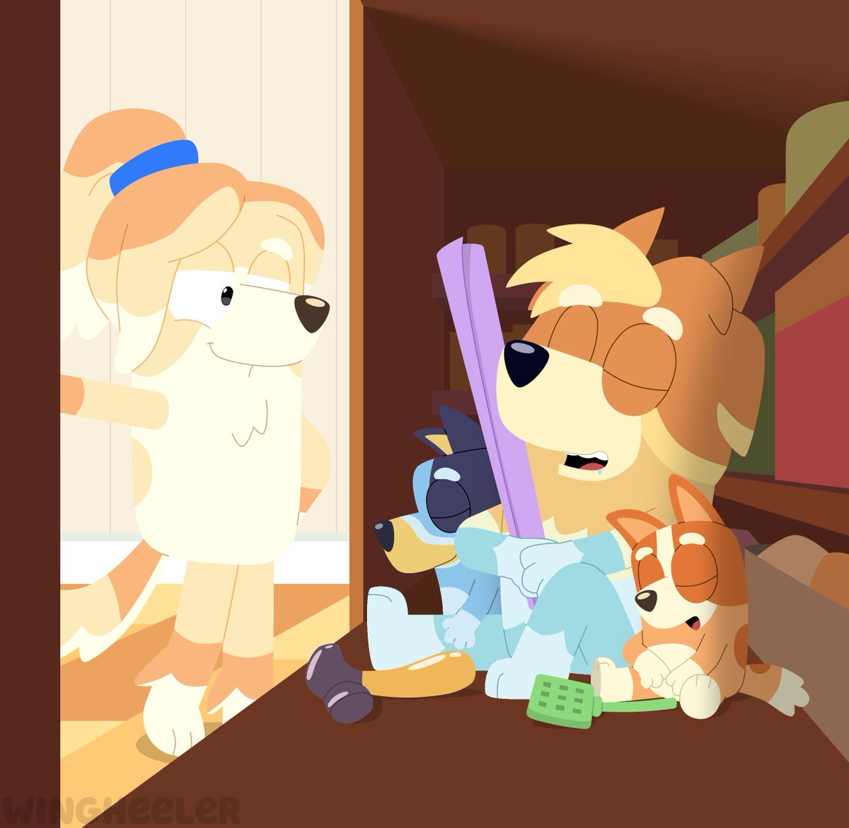 Shvakkone's tweet image. The (failed) ambush attempt
#bluey #blueyart #blueyfanart