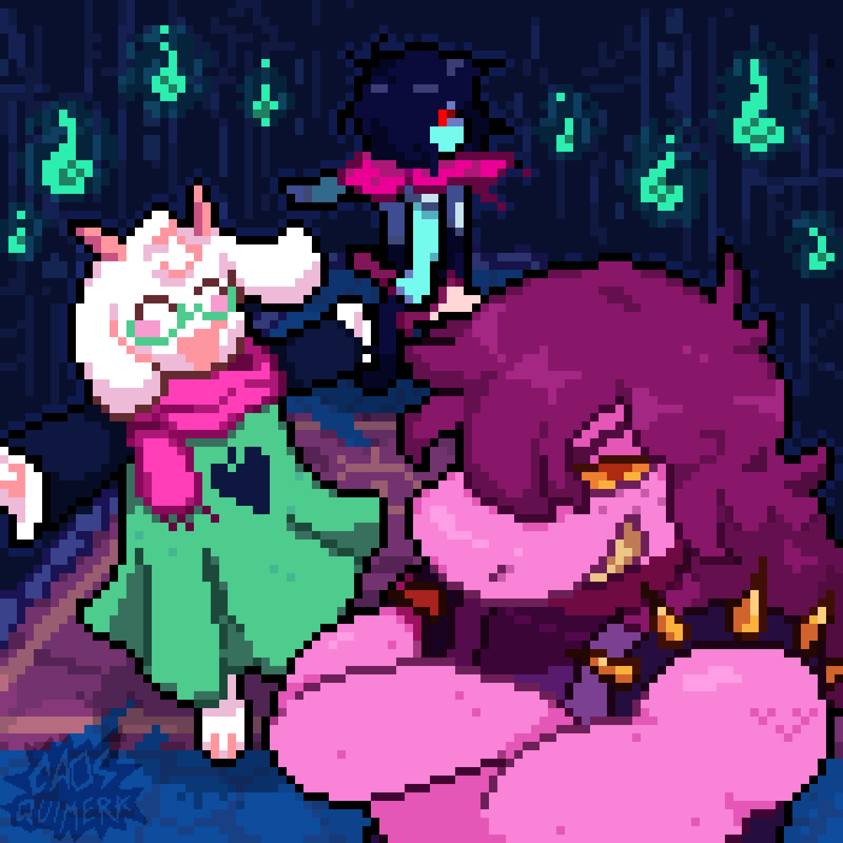 Caosquimera's tweet photo. #DELTARUNE The Three Heros. https://t.co/91LDDEIHQP