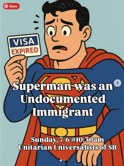 Cat Rambo (@catrambo) on Twitter photo The sermon today at the Unitarian Universalists is "Superman was an Undocumented Immigrant" and I'm stoked to hear it. We've had some stellar and interesting services lately. The sermon today at the Unitarian Universalists is "Superman was an Undocumented Immigrant" and I'm stoked to hear it. We've had some stellar and interesting services lately.