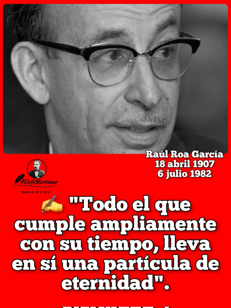 ꧁AliDe 🇨🇺⚘️ (@icuba15) on Twitter photo <a href="/cafemartiano/">❤️Café Martiano 🇨🇺</a> <a href="/DiazCanelB/">Miguel Díaz-Canel Bermúdez</a> <a href="/DrRobertoMOjeda/">Dr. Roberto Morales Ojeda</a> <a href="/InesMChapman/">Inés María Chapman Waugh</a> <a href="/EVilluendasC/">Enrique Villuendas</a> <a href="/MMarreroCruz/">Manuel Marrero Cruz</a> <a href="/TeresaBoue/">@SecGFMC</a> <a href="/agnes_becerra/">Agnes Becerra</a> <a href="/YaquedeCuba/">Yaquelin</a> <a href="/ValoresTeam1/">Valores Team</a> <a href="/ValorRazon/">Con el Valor de la Razón</a> Buenos días 🇨🇺 #CaféMartiano
Raúl Roa Garcia, ejemplo de revolucionario!
“La revolución que trajo el pueblo, del brazo de Fidel Castro, es tan cubana como la Sierra Maestra, tan americana como los Andes y tan universal como los cimeros valores humanos que encarna”. Raúl Roa <a href="/cafemartiano/">❤️Café Martiano 🇨🇺</a> <a href="/DiazCanelB/">Miguel Díaz-Canel Bermúdez</a> <a href="/DrRobertoMOjeda/">Dr. Roberto Morales Ojeda</a> <a href="/InesMChapman/">Inés María Chapman Waugh</a> <a href="/EVilluendasC/">Enrique Villuendas</a> <a href="/MMarreroCruz/">Manuel Marrero Cruz</a> <a href="/TeresaBoue/">@SecGFMC</a> <a href="/agnes_becerra/">Agnes Becerra</a> <a href="/YaquedeCuba/">Yaquelin</a> <a href="/ValoresTeam1/">Valores Team</a> <a href="/ValorRazon/">Con el Valor de la Razón</a> Buenos días 🇨🇺 #CaféMartiano
Raúl Roa Garcia, ejemplo de revolucionario!
“La revolución que trajo el pueblo, del brazo de Fidel Castro, es tan cubana como la Sierra Maestra, tan americana como los Andes y tan universal como los cimeros valores humanos que encarna”. Raúl Roa