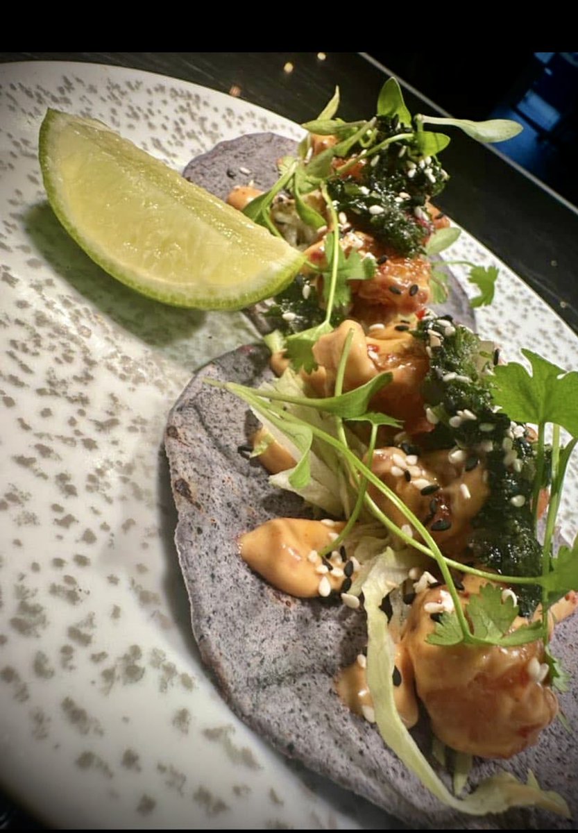 squarebistro's tweet photo. Old bay spices prawn taco with chimichurri #proper #smallplates https://t.co/fy9eIUdHxJ