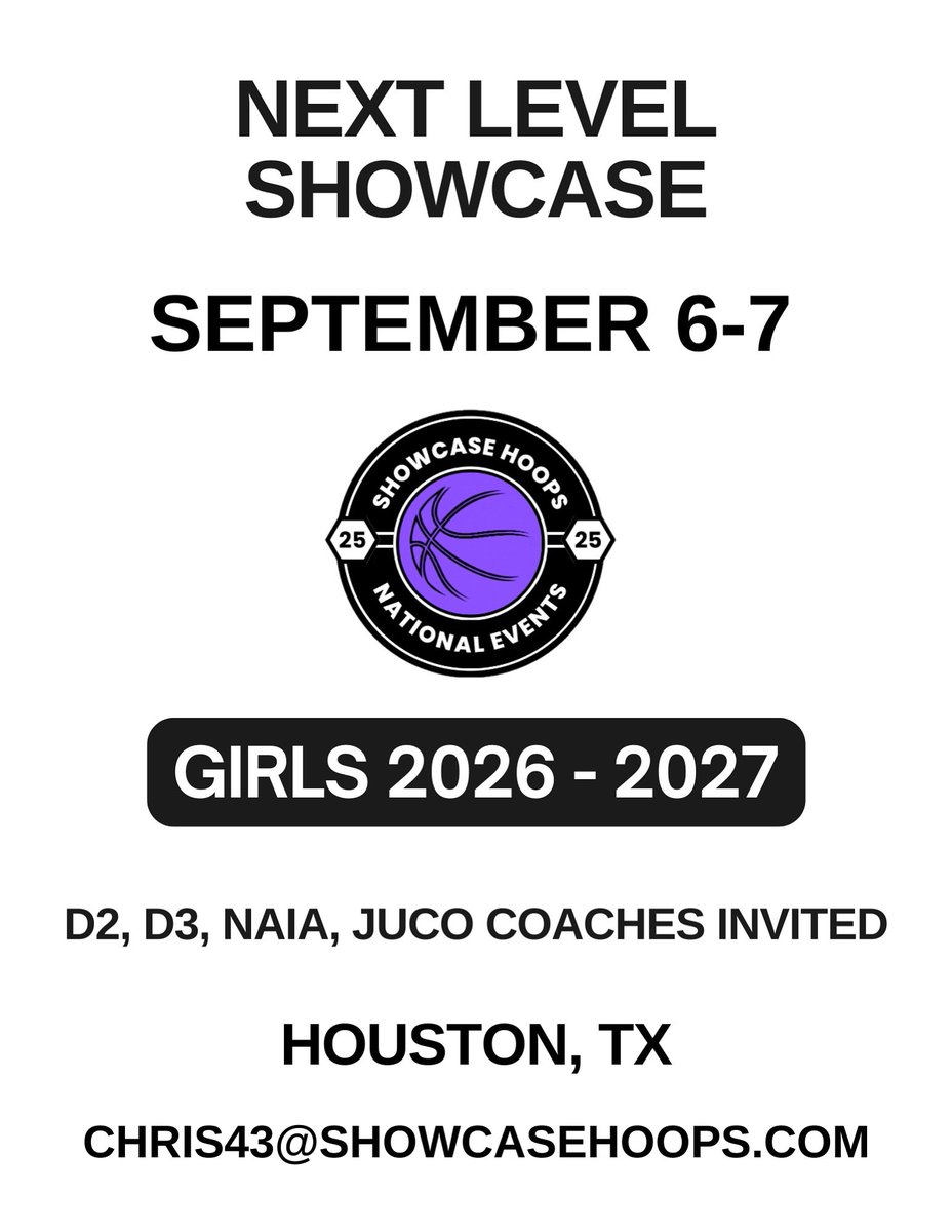 Chris Johnson (@coachchrissh) on Twitter photo We’re inviting college coaches to the Next Level Showcase September 6-7 to take another look at the class of 2026 and 2027 girls. Limited spots available for this event. Contact chris43@showcasehoops.com for more information. We’re inviting college coaches to the Next Level Showcase September 6-7 to take another look at the class of 2026 and 2027 girls. Limited spots available for this event. Contact chris43@showcasehoops.com for more information.
