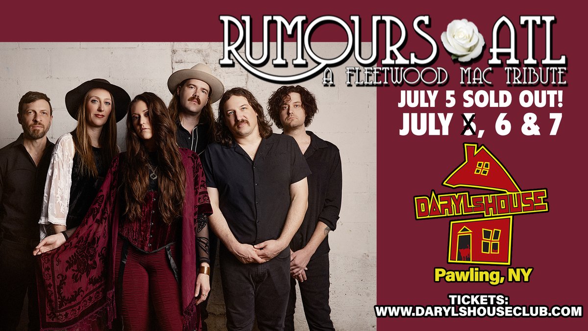 STILL SOME TICKETS LEFT FOR SUNDAY &amp; MONDAY SHOWS!
Find tickets via our website SHOWS Page!
#rumoursatl #fleetwoodmactribute #darylshouseclub