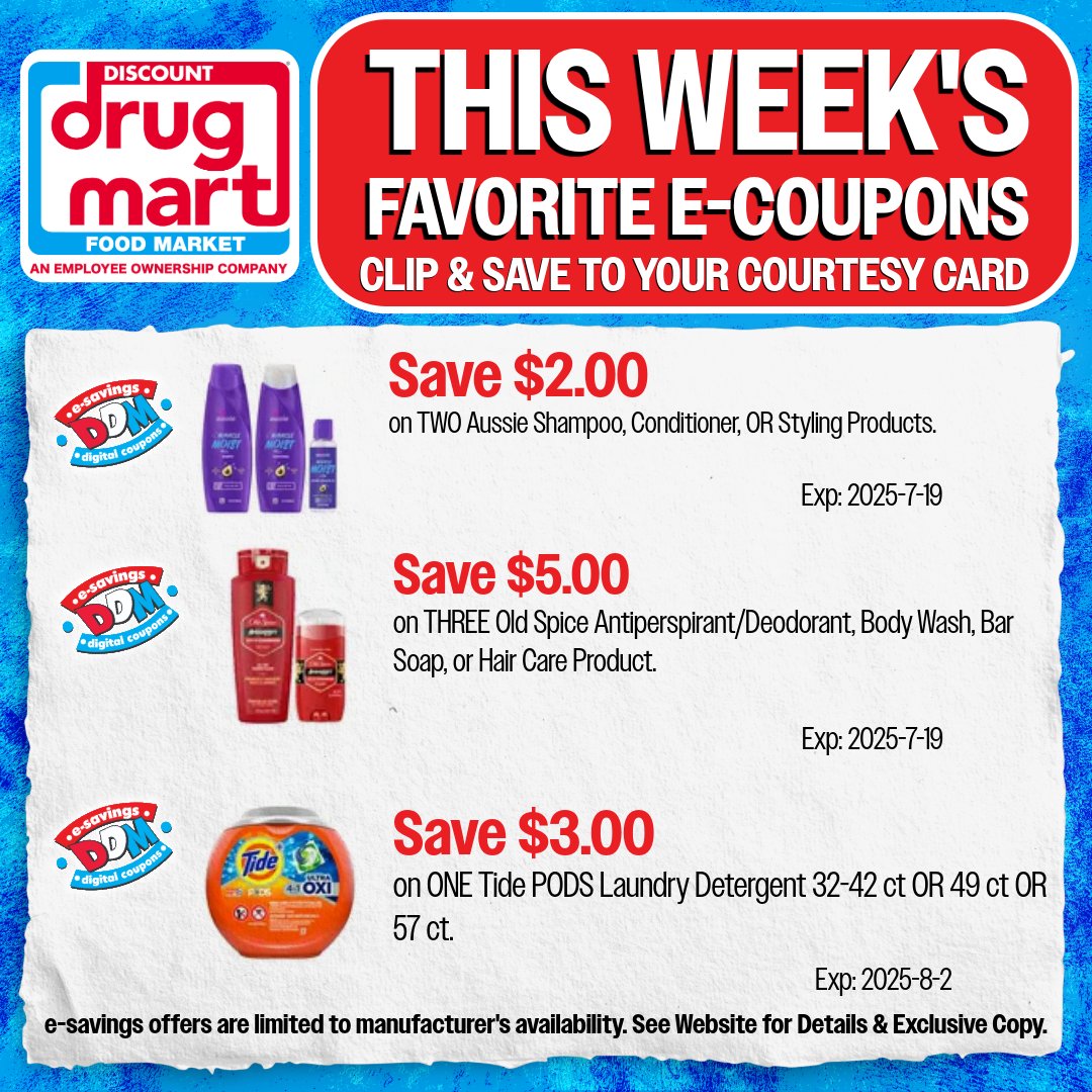 Have you clipped your e-coupons yet this week? All you have to do is "clip" the coupon &amp; it automatically gets added to your Courtesy Plus Card!

Start saving here: bit.ly/3fZw4ET

#DDM #ecoupons #savings